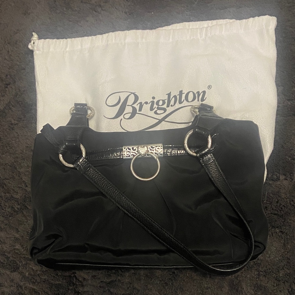 Nwot Brighton Black Shoulder Bag with Silver Accents